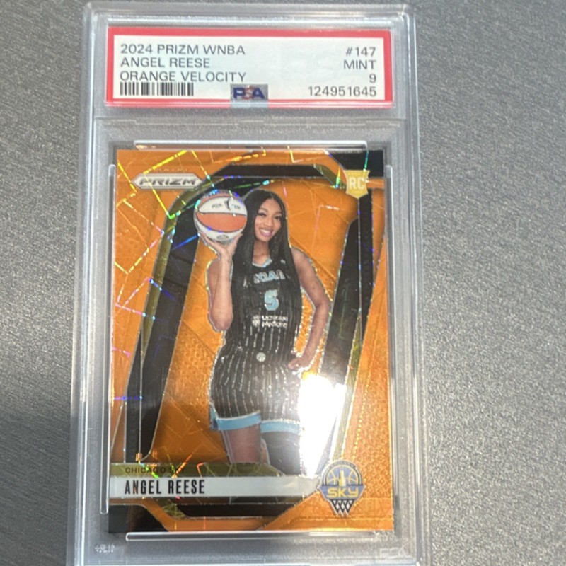 Panini 2024 Prizm WNBA Angel Reese #147 Orange Velocity Rookie PSA 9