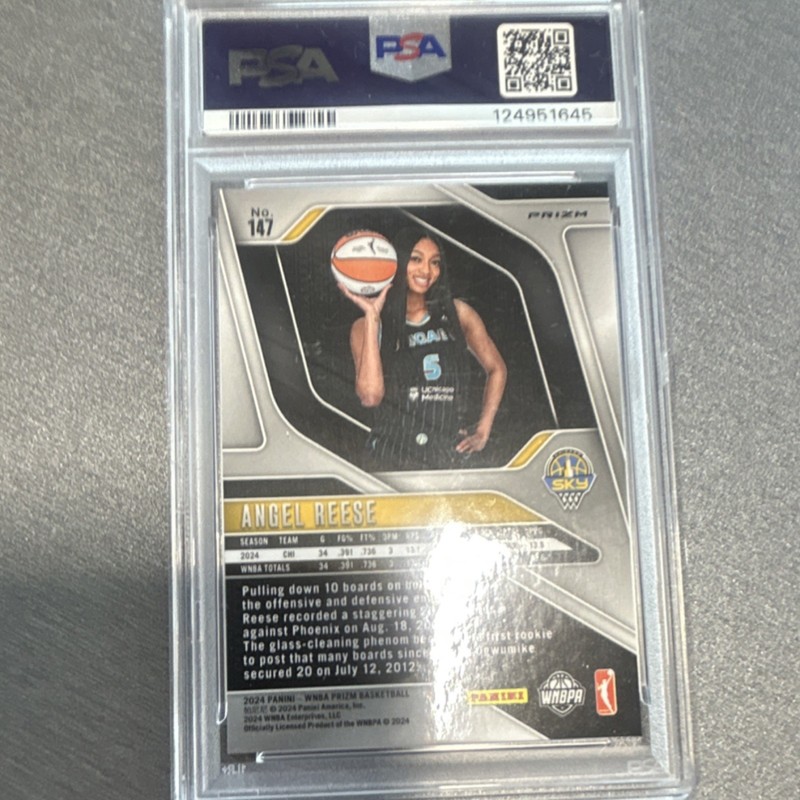 Panini 2024 Prizm WNBA Angel Reese #147 Orange Velocity Rookie PSA 9 view 2