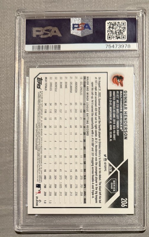Psa Grade 9 2023 Bowman Gunnar Henderson view 2