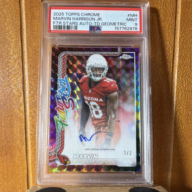 Topps Chrome Future Stars Geometric Auto Marvin Harrison Jr. Cardinals 1/2 PSA 9