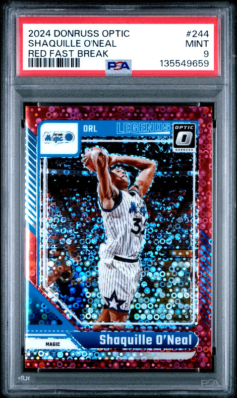 2024 Donruss Optic Shaquille O’Neal Red Fast Break /75 PSA 9 Magic RA1