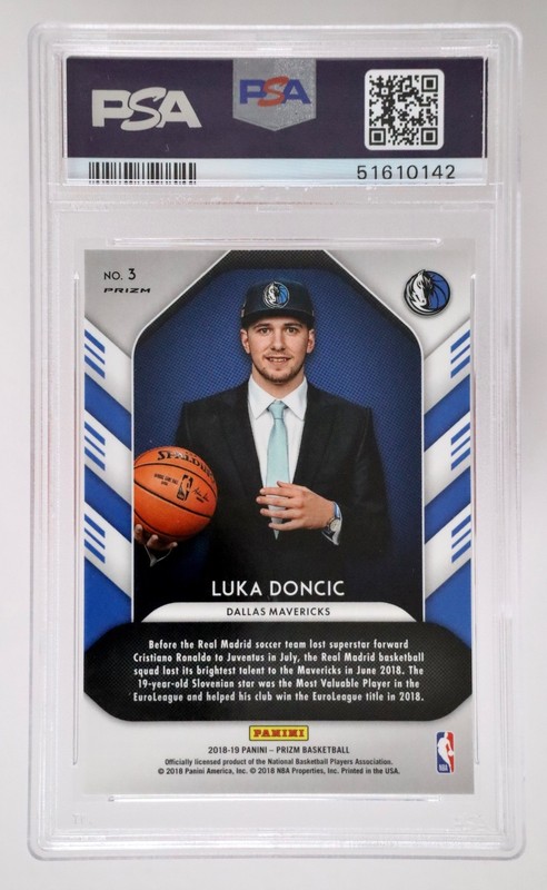 2018 Panini Prizm Luka Doncic Luck Lottery Fast Break Rookie PSA 10 RC #3 RA1 view 2