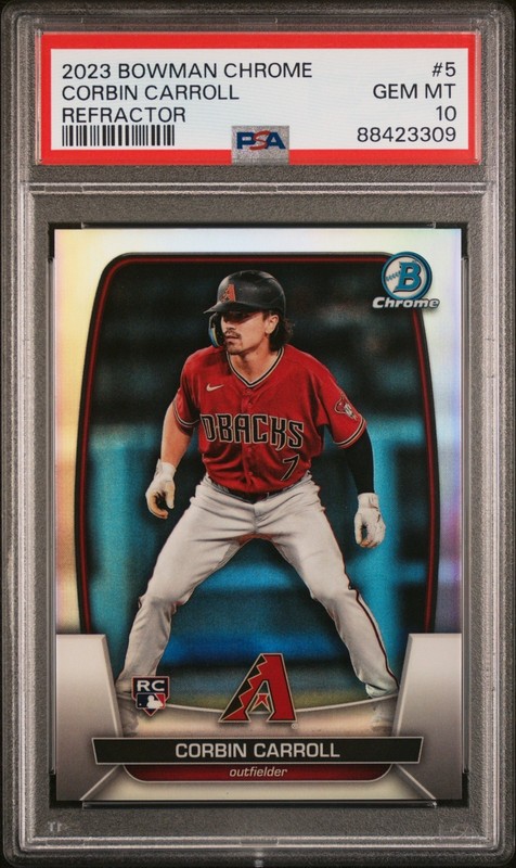 2023 Bowman Chrome Corbin Carroll RC Refractor /499 PSA 10 Diamondbacks RA1