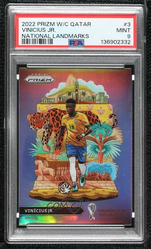 2022 Prizm World Cup Qatar National Landmarks Vinicius Junior Jr PSA 9 MINT 0ms6