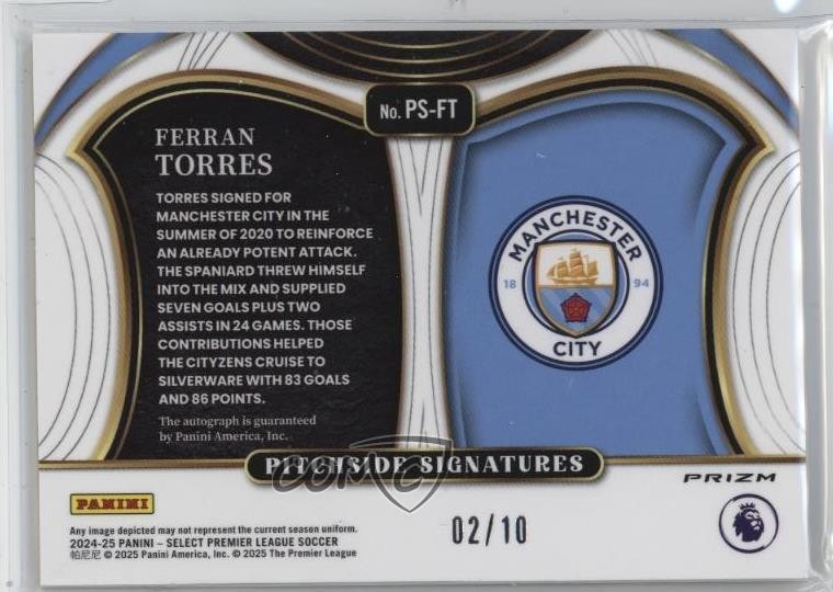 2024 Panini Select Premier League Gold Prizm 2/10 Ferran Torres #PS-FT Auto 11p9 view 2