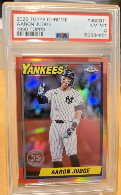 2025 Topps Chrome 1990 Topps Insert Card: Aaron Judge #90CB11 PSA 8 - Yankees