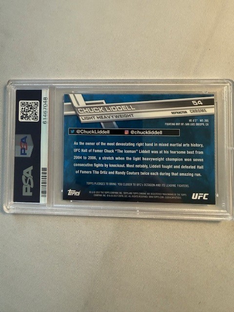 2017 Topps Chrome UFC Refractor Chuck Liddell #54 PSA 10 view 2
