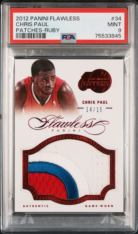 POP 1 PSA 9 2012 Panini NBA Flawless #34 CHRIS PAUL Patches Ruby /15 Game-Worn