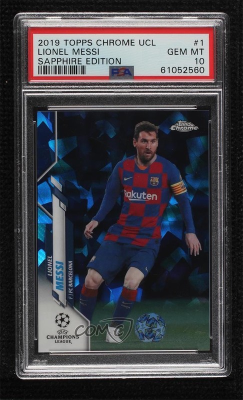 2019-20 Topps Chrome UCL Sapphire Edition Lionel Messi #1 PSA 10 GEM MT 1u0o