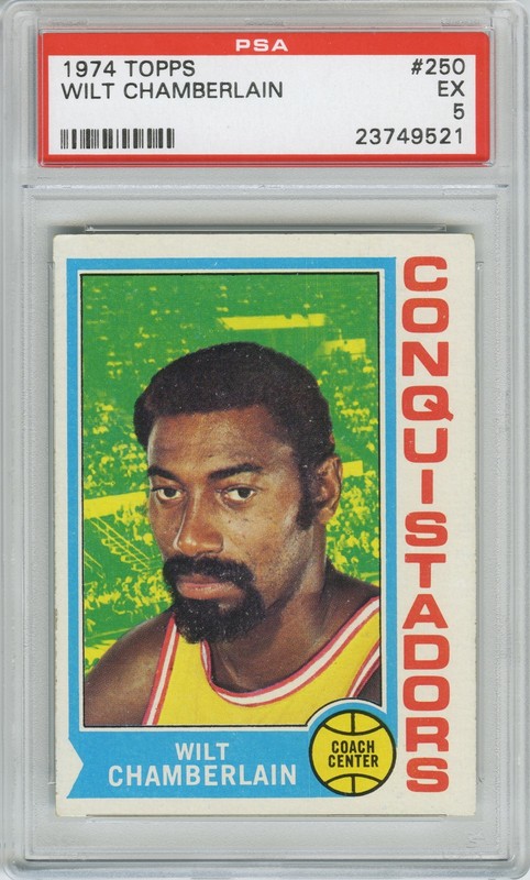 1974 Topps WILT CHAMBERLAIN #250 San Diego Conquistadors HOF - PSA 5 EX view 1