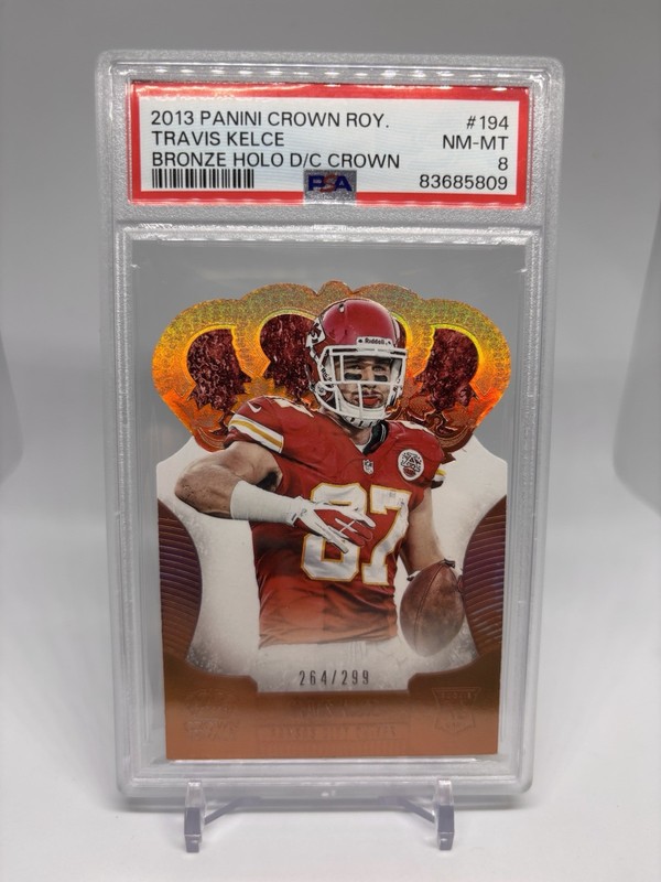 2013 Panini Crown Royale Travis Kelce Bronze Holo Die-Cut RC /299 PSA 8 Chiefs