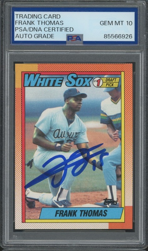 1990 Topps #414 Frank Thomas Autograph RC Rookie Gem Mint PSA DNA 10 Auto view 1