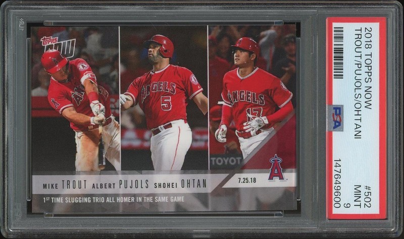 2018 Topps Now #502 Mike Trout Shohei Ohtani Albert Pujols Rookie PSA 9 (MINT)