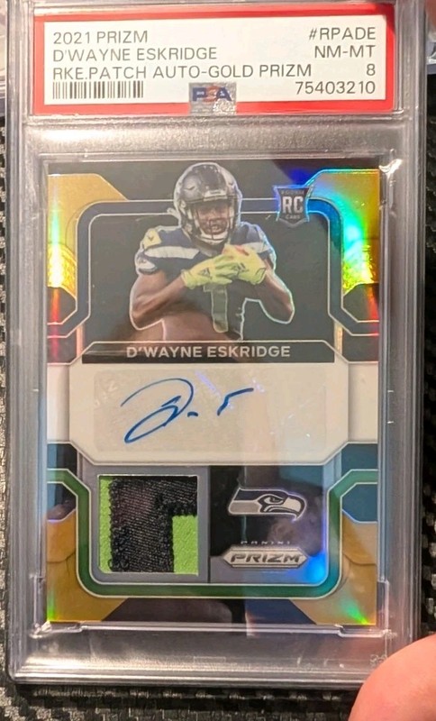 2021 Panini Prizm - Rookie Patch Auto D'Wayne Eskridge #RPA-DE Gold Prizm /10