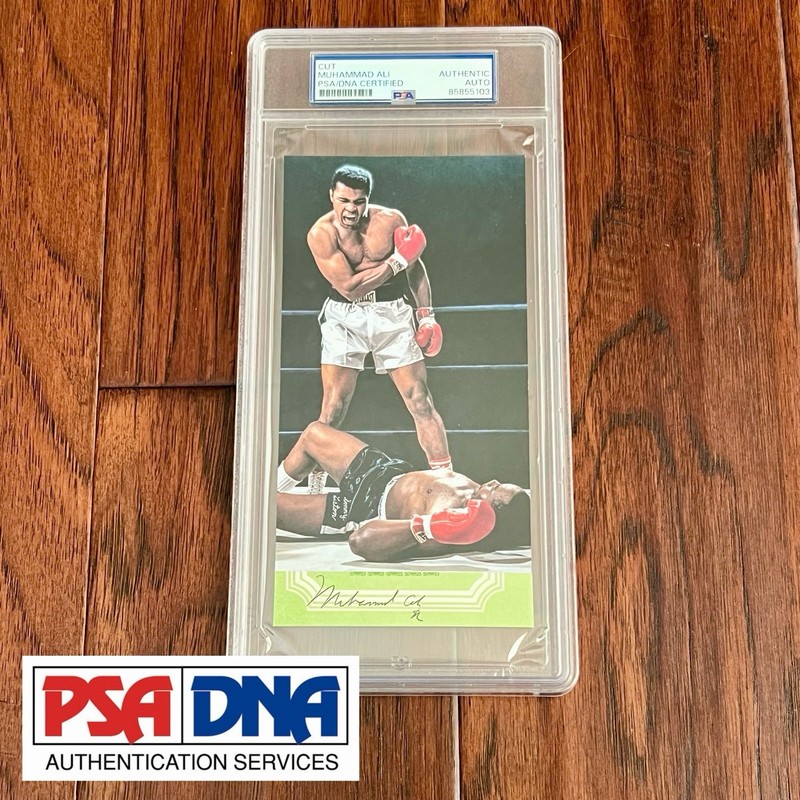 MUHAMMAD ALI Autograph Cut Signature KNOCKOUT CUSTOM CARD Boxing Signed PSA