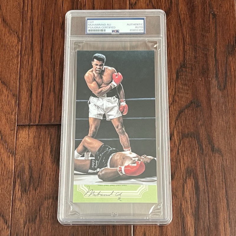 MUHAMMAD ALI Autograph Cut Signature KNOCKOUT CUSTOM CARD Boxing Signed PSA view 2