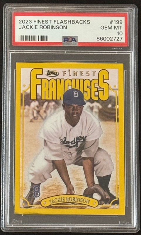 JACKIE ROBINSON 2023 Topps Finest Flashbacks "Rare" Gold #199 PSA 10 GEM DODGERS