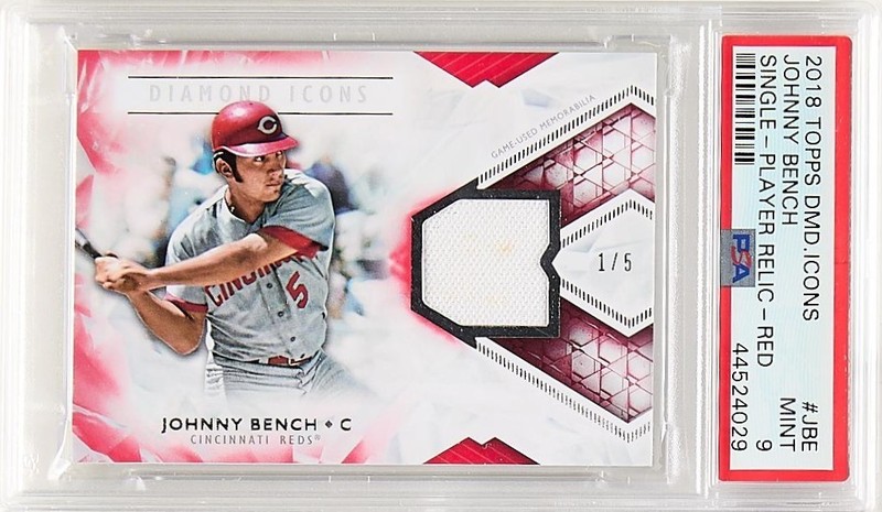 POP 1 PSA 9 2018 Topps Diamond Icons JOHNNY BENCH Relic Red /5 Game-Worn Patch