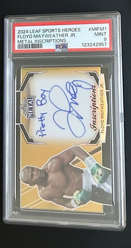 PSA 9-2023 Leaf Metal “Pretty Boy” Floyd Mayweather Jr. Inscription Auto #86/99