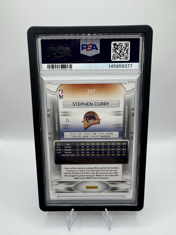 Panini 2009-10 Prestige Stephen Curry Rookie #207 PSA 10 Warriors NBA Card view 2