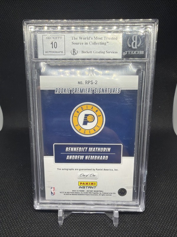 2022-23 Panini Instant Bennedict Mathurin Andrew Nembhard RC AUTO's 1/1 BGS 8 view 2
