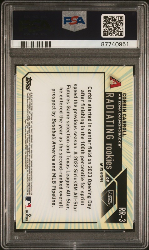 Corbin Carroll 2023 Topps Chrome Radiating Rookies #RR3 PSA 9 view 2