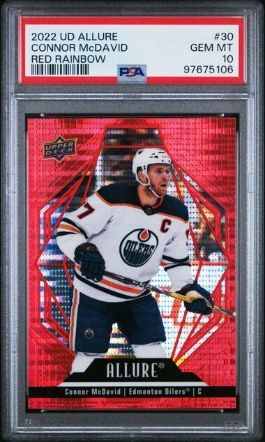 2022 Upper Deck Allure 30 Connor McDavid Red Rainbow PSA 10 Refractor SP