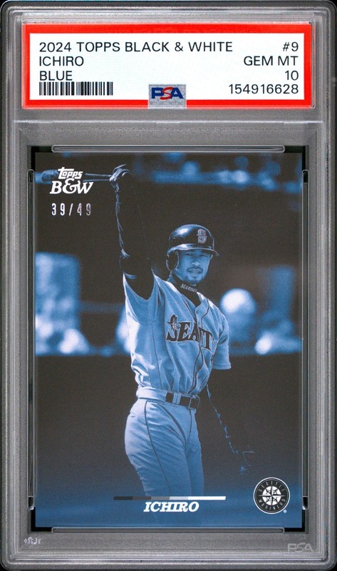 2024 Topps Black & White Ichiro Suzuki #9 Blue /49 PSA 10