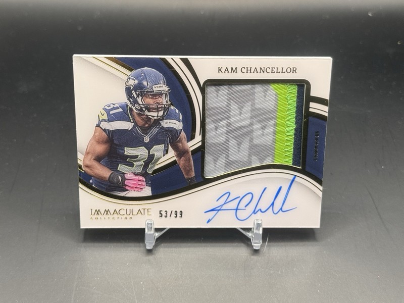 Kam Chancellor 2023 Immaculate Premium 4 Color Patch On-Card Auto /99 Seahawks