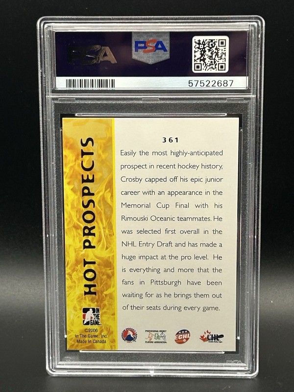 2005-06 In The Game Heroes and Prospects #361 Sidney Crosby PSA 9 view 2