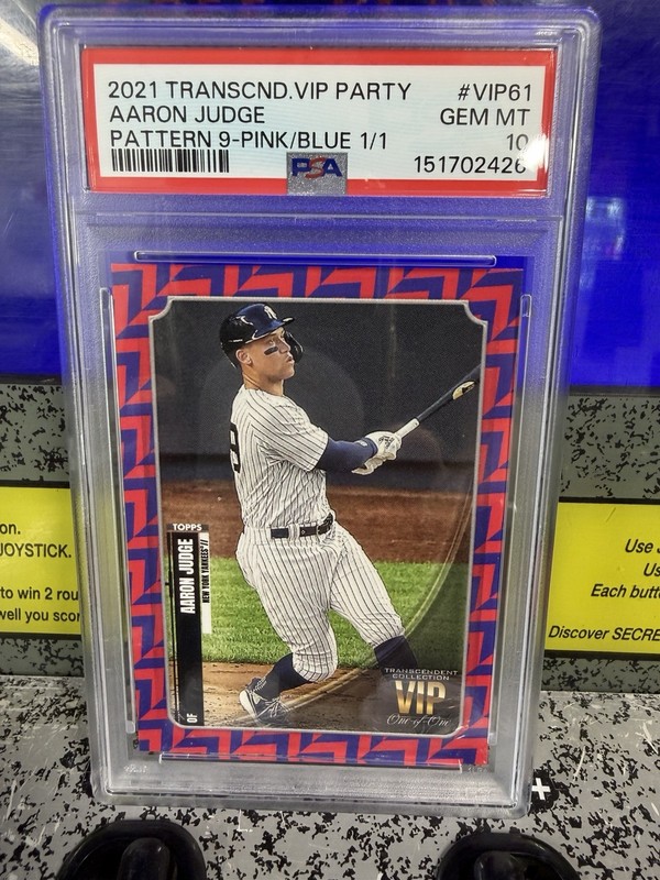 2021 Topps Transcendent Collection Aaron Judge VIP Party Base Card 1/1 PSA 10