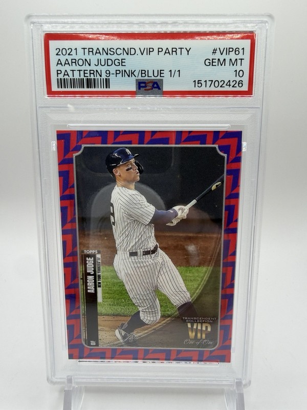 2021 Topps Transcendent Collection Aaron Judge VIP Party Base Card 1/1 PSA 10 view 2