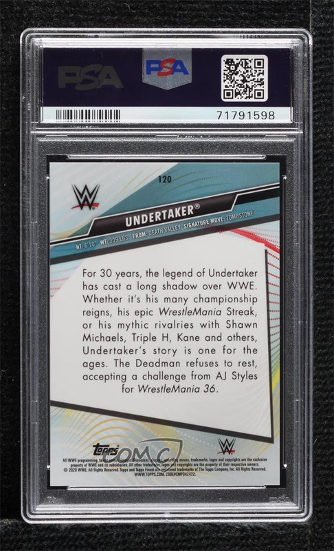 2020 Topps Finest WWE Extended Set Undertaker #120 PSA 10 GEM MT 1fo3 view 2