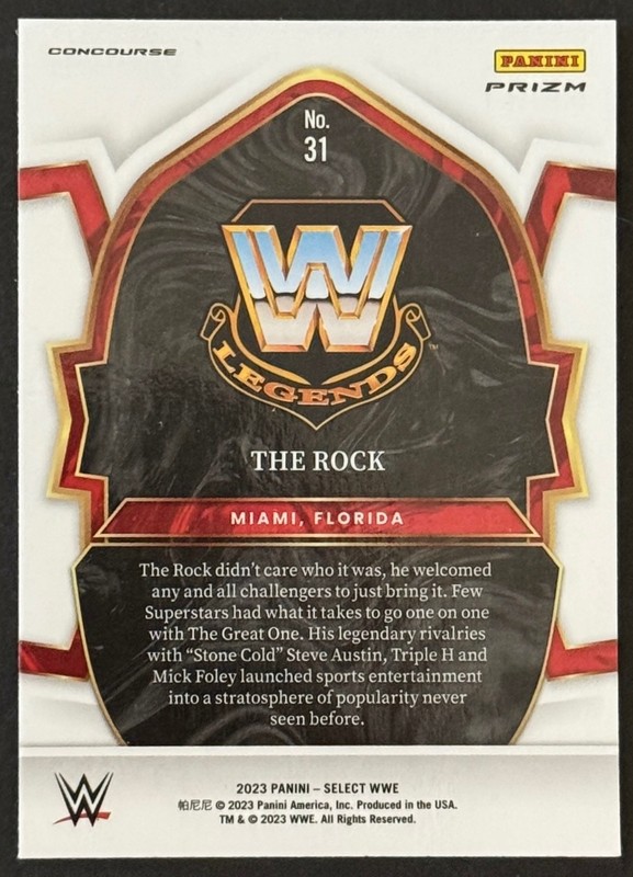 THE ROCK DWAYNE JOHNSON 2023 Panini Select WWE Red & Blue #31 *Free Shipping* view 2