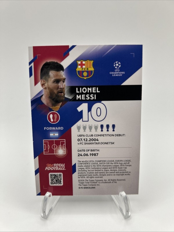 2025-26 Topps Total Football UCC Lionel Messi #6/99 SEALED view 2