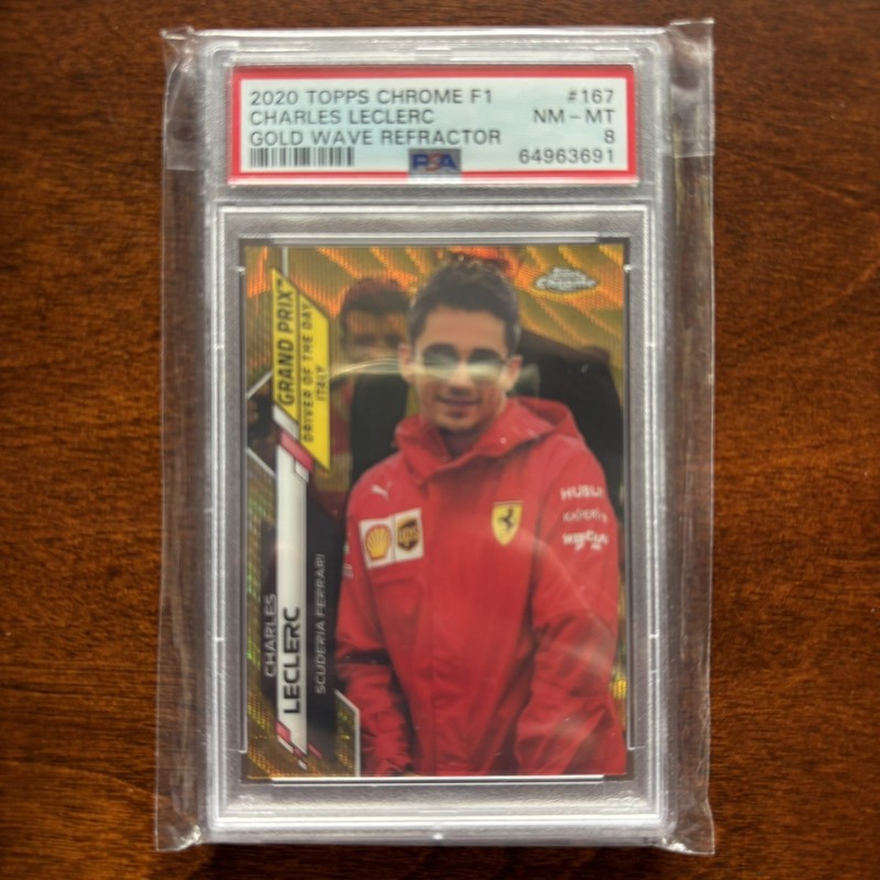 2020 Topps Chrome F1 Charles Leclerc PSA 8 Gold Wave /50 #167 Refractor