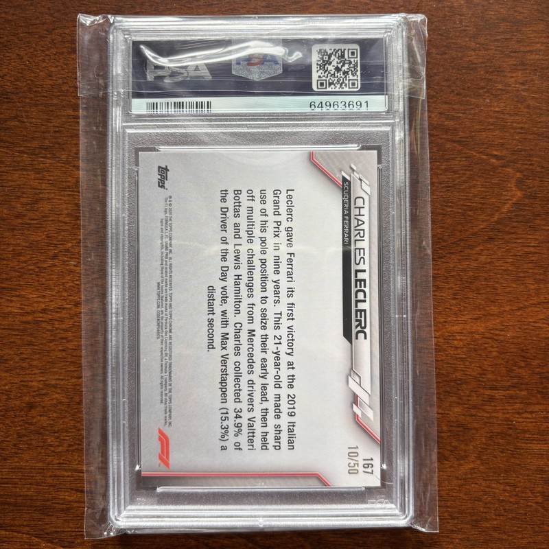 2020 Topps Chrome F1 Charles Leclerc PSA 8 Gold Wave /50 #167 Refractor view 2