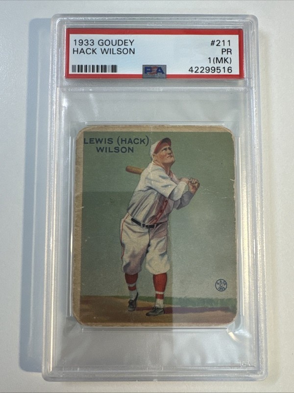 1933 Goudey R319 Lewis Hack Wilson #211 Rookie PSA 1 (MK)