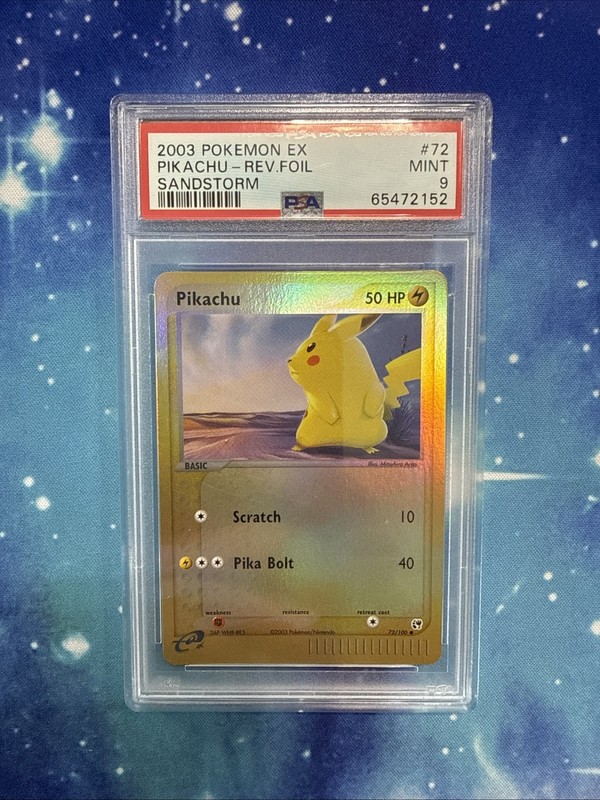 Pikachu Reverse Holo #72/100 - 2003 Pokemon EX Sandstorm - PSA 9 - LOW POP 102!!