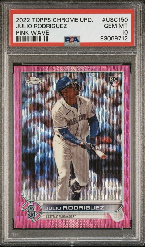 2022 Topps Chrome Update Julio Rodriguez Pink Wave Refractor PSA 10 RC Pop 99