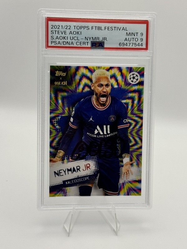 2021-22 Topps Neymar Jr. Festival Signed By Steve Aoki PSA 9 Graded