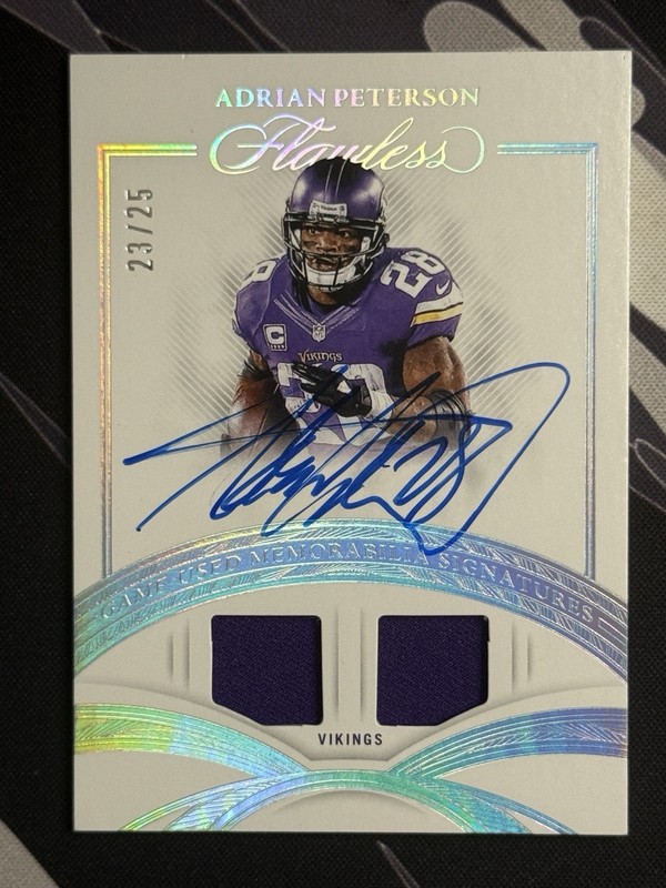 2025 Flawless Adrian Peterson Game Used Memorabilia Signatures Patch Auto /25