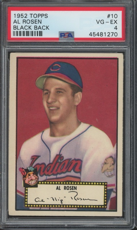 1952 Topps Baseball Black Back #10 Al Rosen High Number VG-EX PSA 4