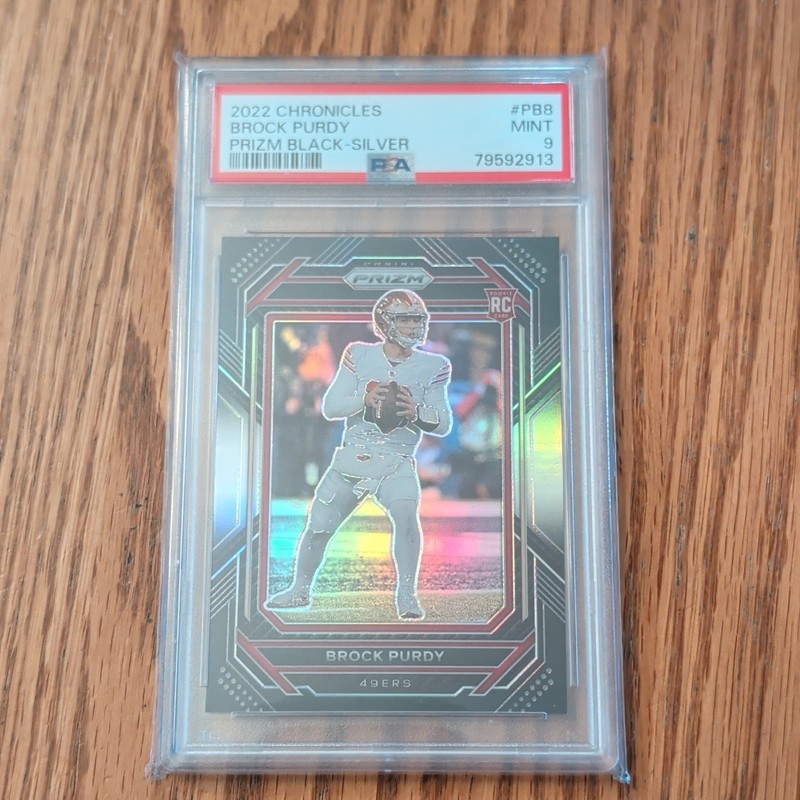 Panini 2022 Chronicles Prizm Black Silver Brock Purdy RC #PB-8 PSA 9