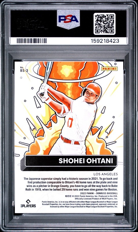 2022 PANINI DONRUSS BOMB SQUAD RAPTURE #BS3 SHOHEI OHTANI PSA 10 view 2