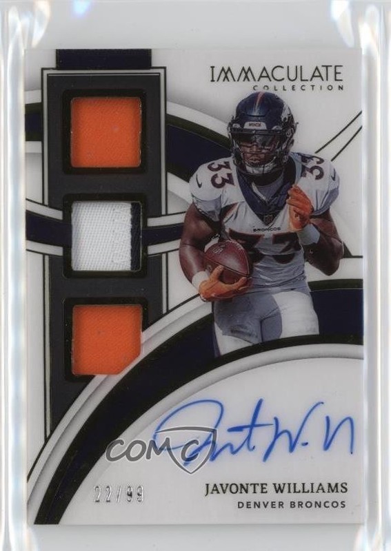2023 Immaculate Update Players Collection Triple Patch Auto /99 Javonte Williams