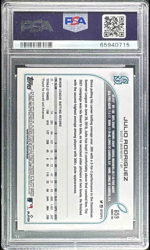 2022 TOPPS SERIES 2-SP #659 JULIO RODRIGUEZ ROOKIE RC PSA 10 view 2