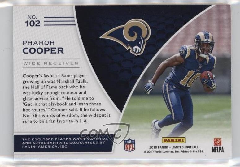 2016 Panini Limited Rookie Spotlight Silver 42/49 Pharoh Cooper Patch Auto 0v0 view 2