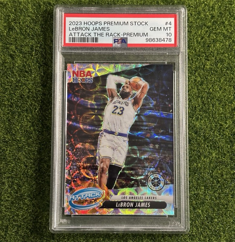2023 Hoops Premium Stock - LeBron James Attack The Rack Scope PSA 10 (Pop 6)