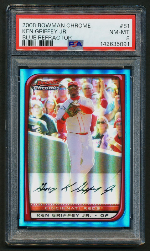 Ken Griffey Jr. 2008 Bowman Chrome Blue Refractor /150 PSA 8 NM-MT